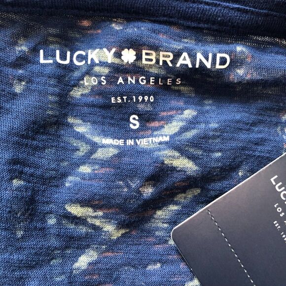 Lucky Brand Womens Blouse S Blue Short Sleeve Round Neck NWT - Picture 3 of 8